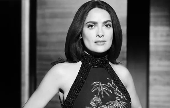 Photo, portrait, makeup, dress, actress, hairstyle, outfit, black and white