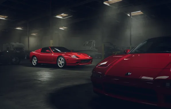 Ferrari, Red, Front, Supercar, Garage, Superamerica