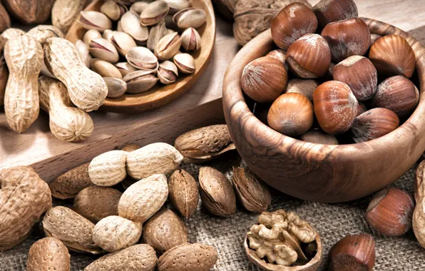 Cuts, Almonds, Walnut, Hazelnuts, Peanuts, Pistachio