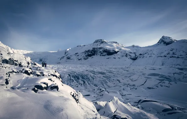 Picture winter, snow, mountains, Iceland