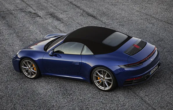 Picture blue, 911, Porsche, convertible, Cabriolet, Carrera 4S, 992, the soft top