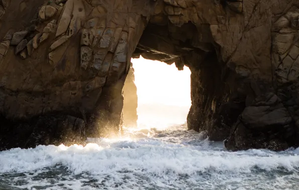 Sea, wave, nature, rocks, cave