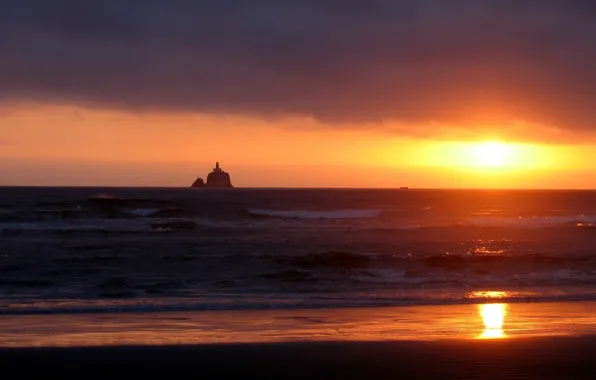 Picture sea, wave, the sun, sunset