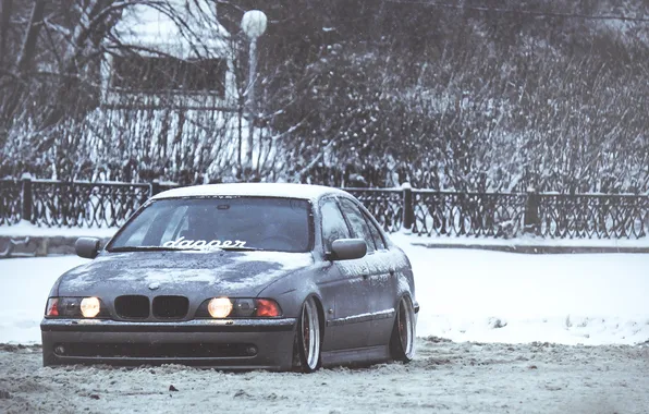 Picture Winter, Snow, BMW, BMW, Lights, E39, Stance, Front