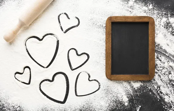 Strip, table, holiday, heart, heart, frame, hearts, white background