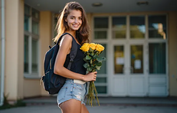 Picture wallpaper, photography, woman, smile, flowers, school, digital art, student