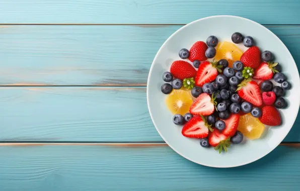 Berries, raspberry, Board, blueberries, strawberry, plate, fruit, different