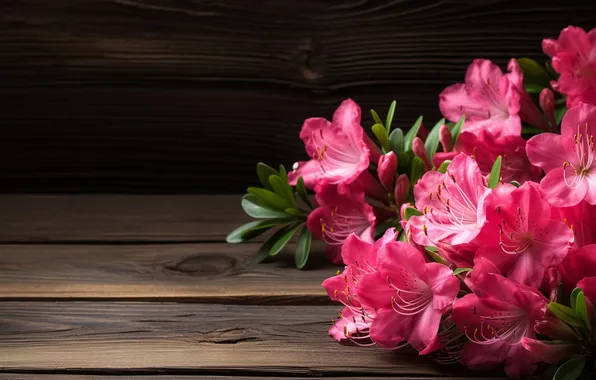 Flowers, Board, bouquet, pink, Azalea, rhododendrons, AI art, neural network