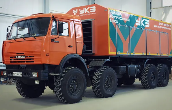 Cabin, wheel, KAMAZ, big car, KAMAZ-63501, Self-propelled nitrogen compressor station, SDA-10/251, UKZ