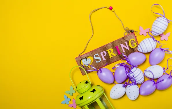 Spring, Easter, spring, Easter, purple, eggs, decoration, Happy