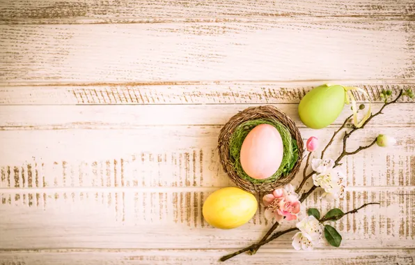 Flowers, branches, apple, spring, Easter, wood, blossom, flowers