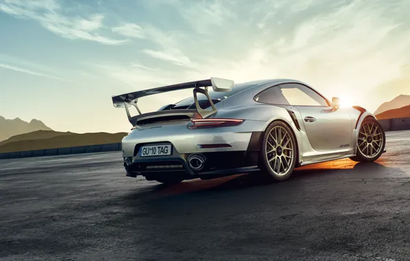 Sunset, Auto, Porsche, Machine, Grey, Car, Render, GT2