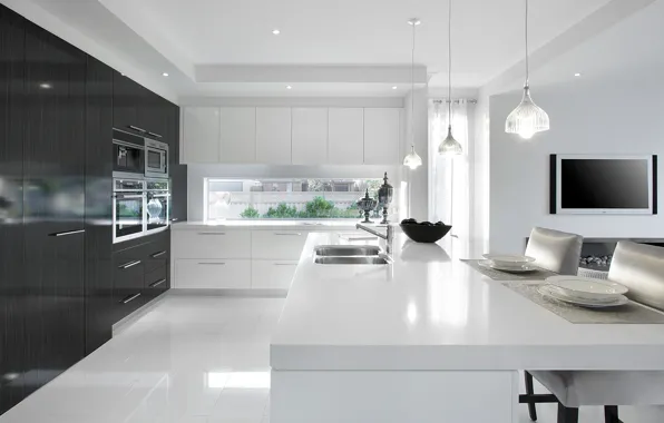 Picture minimal, white, black, interior, home, kitchen