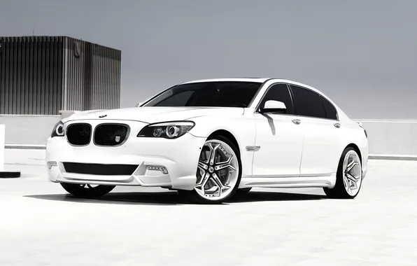 White, the sky, glass, wall, 750Li, BMW 750Li, Chorny