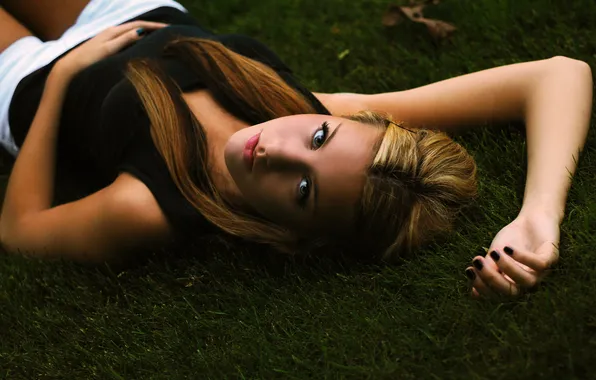 Girl, pose, blonde, lies