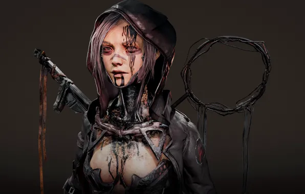 Girl, hood, bust