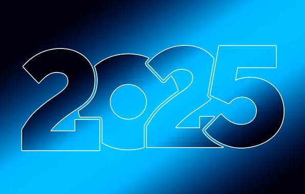 Blue, gradient, figures, year, 2025