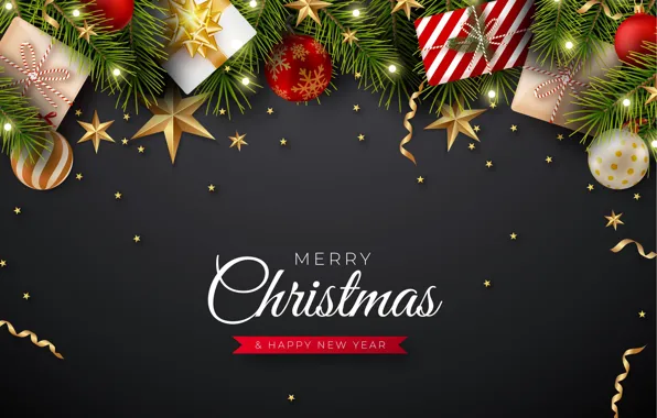 Stars, decoration, background, balls, Christmas, New year, christmas, new year