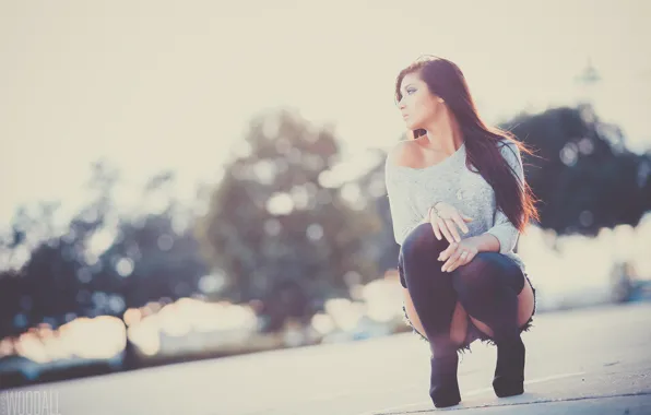 Look, girl, legs, view, photographer, sitting, Aaron Woodall