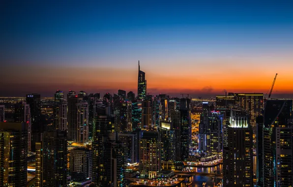 Sunset, The sky, The city, House, Building, City, House, Dubai