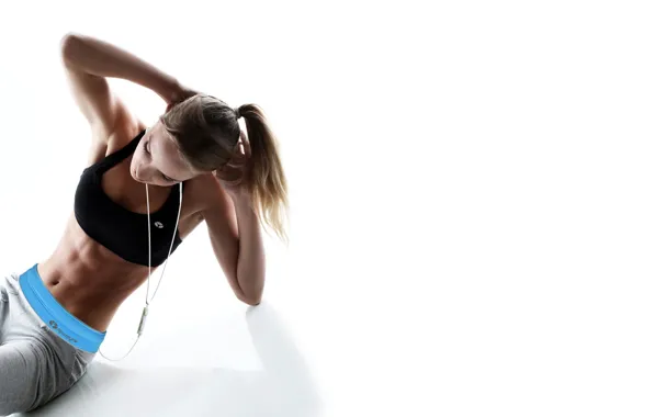 Music, blonde, fitnes