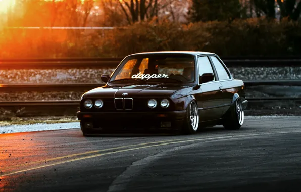 Picture BMW, Car, Front, Black, Sun, E30, Stance, Dapper