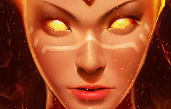 Picture fire, the game, art, Dota 2, Lina