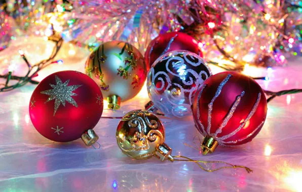 Holiday, balls, toys, Shine, new year, new year, tinsel