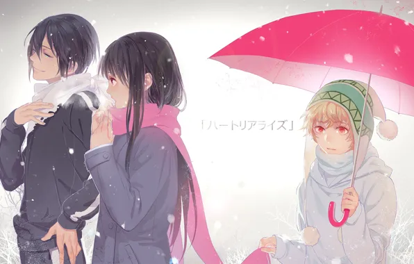 Picture girl, umbrella, A Homeless God, Noragami, Yato, Yukine