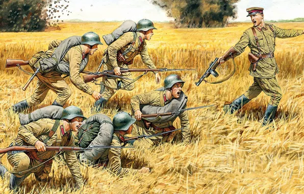 Attack, Soviet infantry, Counterattack, Soviet Infantry Summer 1941