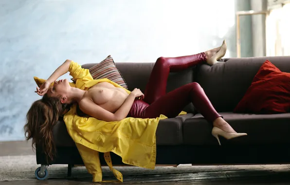 Chest, sexy, pose, model, body, pillow, makeup, figure