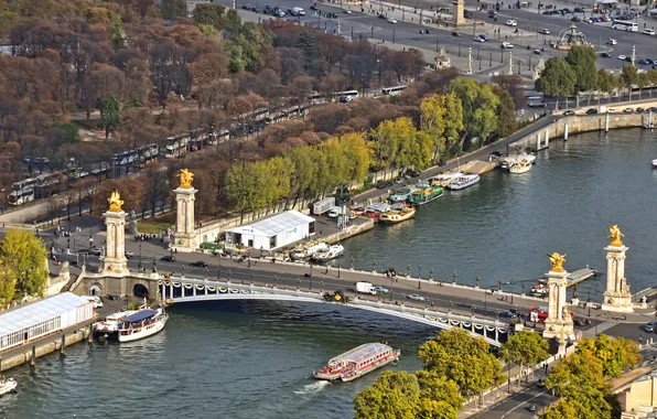 Picture bridge, river, rendering, France, Paris, Hay, panorama
