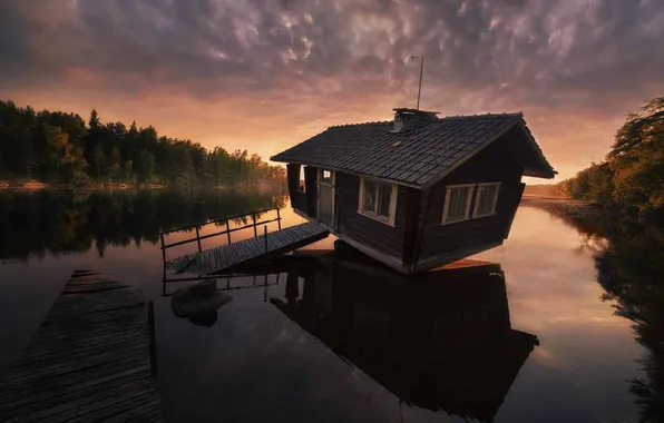 Lake, house, Finland