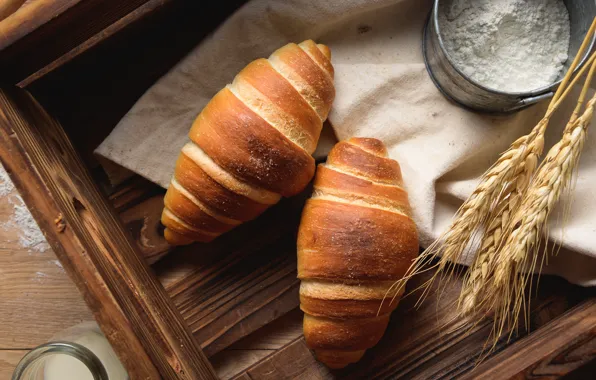 Picture spikelets, flour, croissant