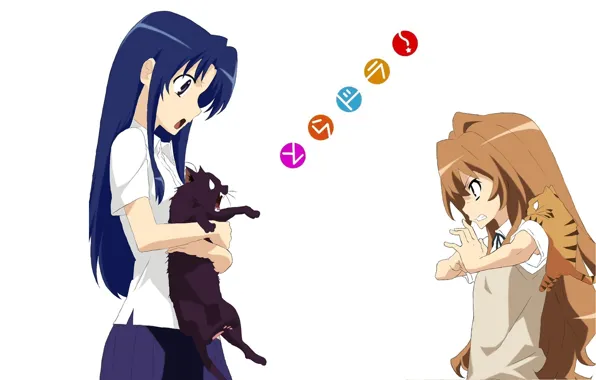 Download wallpaper red, schoolgirl, tiger, Toradora!, big eyes