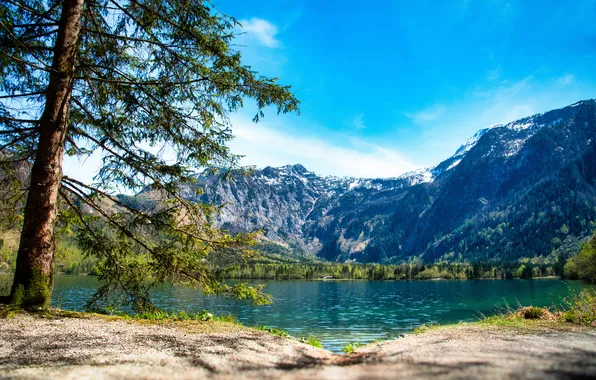 Landscape, mountains, lake, Austria, The Salzkammergut