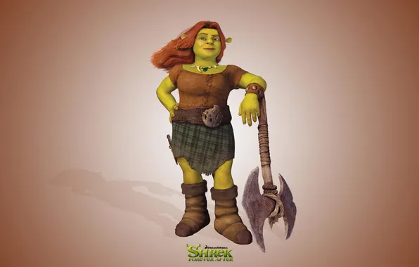 Picture cartoon, warrior, axe, warrior, Shrek, Fiona