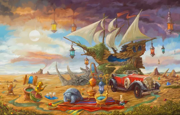 Machine, ship, lamp, turtle, mirror, Sabin Boykinov