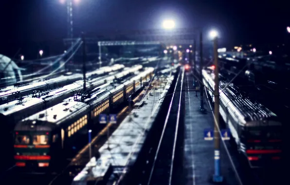 Night, station, trains, Vladimir Smith, Vladimir Smith, Kaluga-1