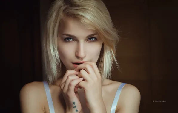 Look, girl, face, background, model, haircut, portrait, tattoo