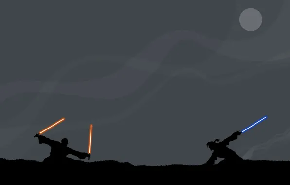 Picture silhouette, battle, Jedi, Sith