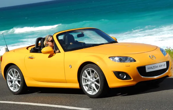 Yellow, Roadster, Mazda, Mazda, the front, Roadster, MX-5