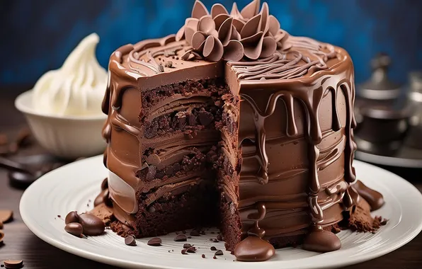 Cake, dessert, chocolate, biscuit