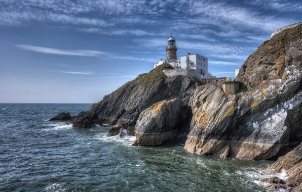 Picture sea, rocks, coast, lighthouse, Ireland, Ireland, Howth, Baily Lighthouse