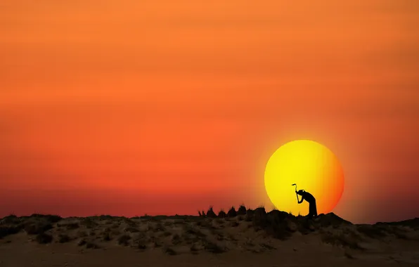 Landscape, sunset, silhouette