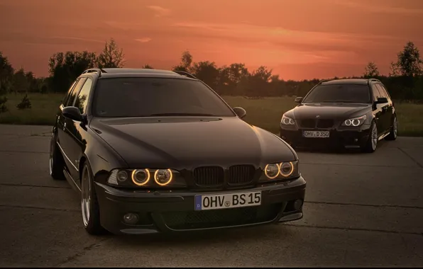 Picture Sunset, BMW, BMW, Lights, E39, E61