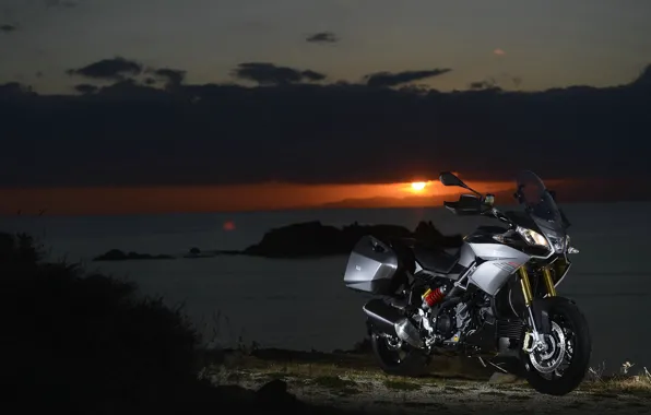 Picture sunset, nature, engine, motorcycle, beautiful, Italian, background., electronic