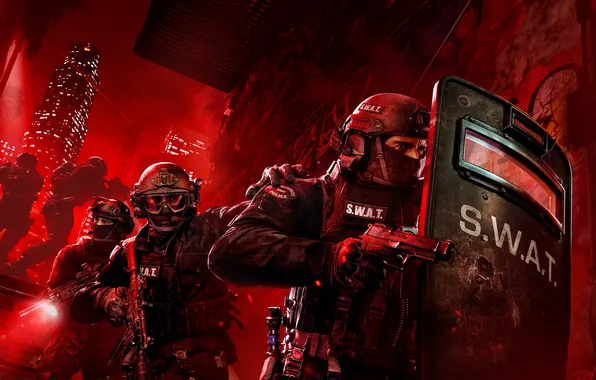Red, gun, pistol, swat, weapon, police, rifle, cop