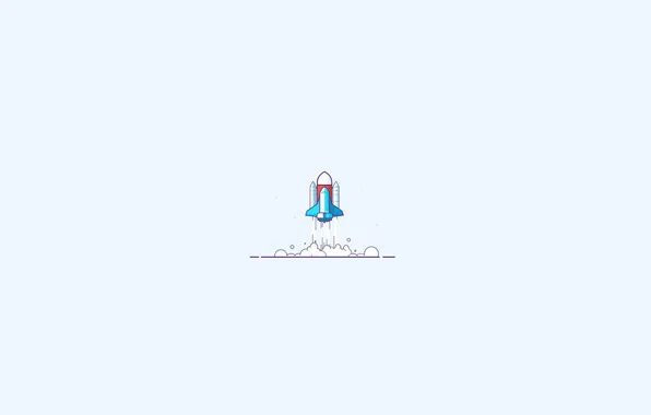 Minimalism, spaceship, digital art, artwork, Space Shuttle, simple background, lift off