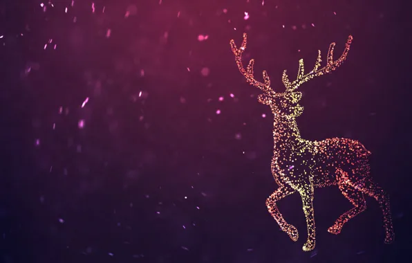 Picture Winter, Minimalism, Snow, Deer, Snowflakes, Background